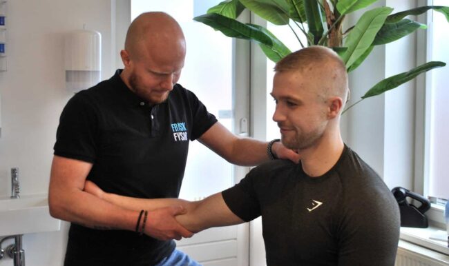 Sir suffers from tennis elbow and is helped by physiotherapist